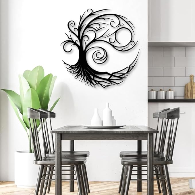 Yemwot Metal Tree of Life Wall Decor, Circle of Life Metal Tree Wall Art, Branch Art, Spiritual Decor, Modern Sculpture Decoration, Living Room Bedroom Decoration (White, 29"x 29"| 76x76cm)
