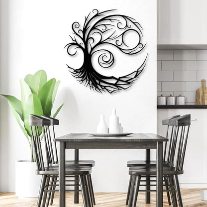 Yemwot Metal Tree of Life Wall Decor, Circle of Life Metal Tree Wall Art, Branch Art, Spiritual Decor, Modern Sculpture Decoration, Living Room Bedroom Decoration (White, 29"x 29"| 76x76cm)