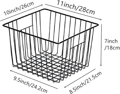 Slideep Wire Metal Basket Bin Storage Baskets Modern Farmhouse Food, Vegetable, Shampoo, Clothes, Fruits Storage Organizer Basket for Kitchen Pantry Bathroom Black 3 Packs