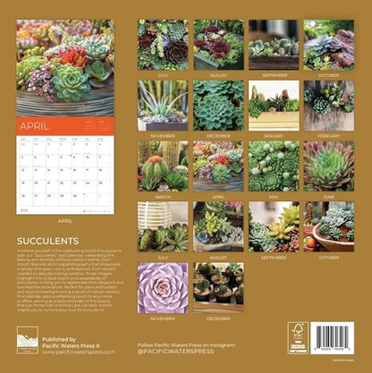 2026 Succulents Wall Calendar 18 Month | 12" x 24" Open | Giftable Flowers Calendar 2026 | Thick & Sturdy Paper for Organizing & Planning | Pacific Waters Press (Succelents)