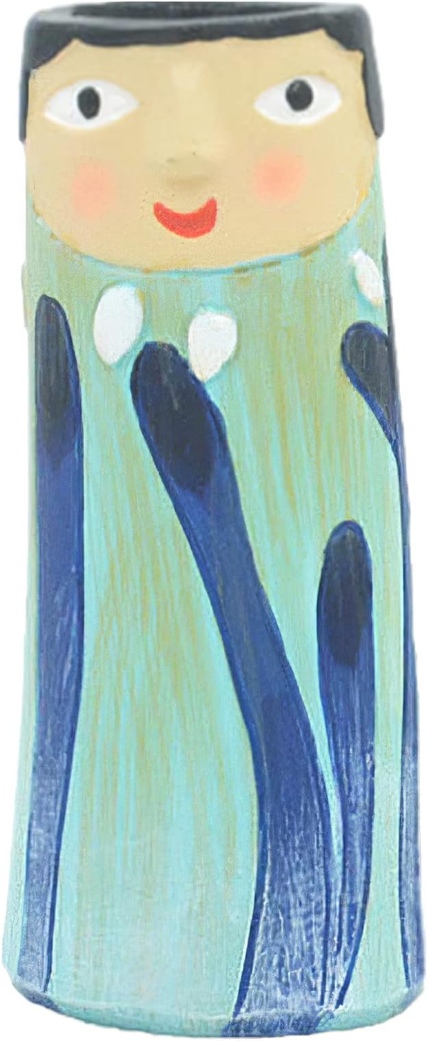 Spring Bud Vases, Bohemian Family Face Vase Boho Cute Home Decor, Character Vase Flower Plant Holder Bathroom Shelf Decor for House Decor Living Room Wedding Centerpieces (E)