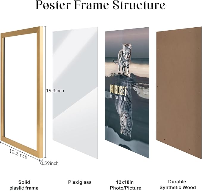 12x18 Gold Picture Frame, Ornate 18x12in Poster frame, 12 by 18 Canvas Frame, Large Gallery Family Concert Portrait Landscape Photo Wall Frame, Anniversary/Birthday/Wedding/Thank you/Christmas Gift