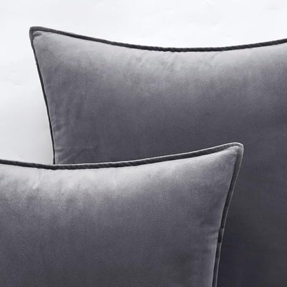 MIULEE Pack of 2 Decorative Velvet Throw Pillow Cover Soft Pillowcase Solid Square Cushion Case for Sofa Bedroom Car 20x20 Inch Dark Grey