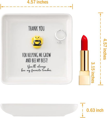 HOME SMILE Christmas Gifts for Women Teacher Bulk- Bee Ring Dish Jewelry Tray-Teachers Day Graduation Appreciation Thank You School Gifts-Stocking Stuffers for Teacher Under 10