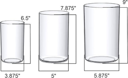 Amazing Abby Plastic Cylindrical Vases - 3-Piece Set, 6" + 8" + 9" (H)