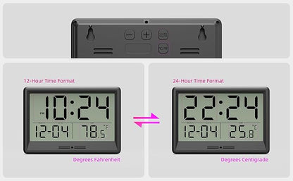 Digital Wall Clock Battery Operated, 8 Inch Small Wall Clock with Large Display, Temperature and Date | Simple Desk Clock | Silent Wall Mount Digital Clock for Bedroom, Kitchen, Living Room, Office