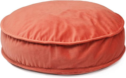 Velvet Floor Pillows Round Chair Cushion Couch Throw Pillow Soft Pouf Seat Mattress Bean Bag for Reading Nook Play Room (19.7",Brick Red)
