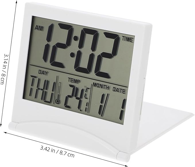 Mobestech Digital Alarm Clock for Desk with Display Compact Foldable Travel Clock Stylish Bedroom Alarm with Read Screen Sleek Minimalist Design for Office and Home Use