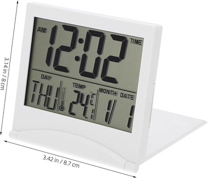 Mobestech Digital Alarm Clock for Desk with Display Compact Foldable Travel Clock Stylish Bedroom Alarm with Read Screen Sleek Minimalist Design for Office and Home Use