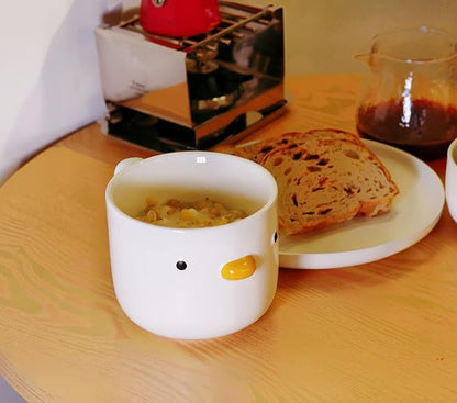 PURROOM Large Breakfast Mug, Handmade Glaze Duck Cup, 22 oz Oversized Cute Cereal Cup. For Family & Friends