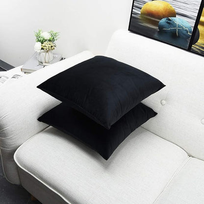 Artaimee Black Velvet Throw Pillow Covers 18x18 Inch, Pack of 2 – Soft Decorative Cushion Cases for Sofa, Couch, Bed & Living Room Décor, Double-Sided Plush Square Pillowcases 45x45 cm