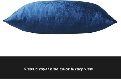 GIGIZAZA Blue Velvet Decorative Throw Pillow Covers for Sofa Bed 2 Pack Soft Cushion Cover (Royal Blue, 12 x 20- Set of 2)