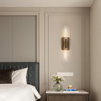 24.8" L Minimalist Style Wall Sconces 2-Lights Brass Wall Lights Fixtures Morden Cylinder Wall Light for Bathroom Vanity Light Indoor Wall Mounted Lamps for Living Room,Bedroom,Hallway