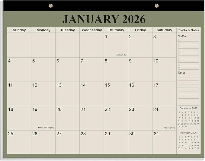 Desk Calendar 2026 - Calendar 2026-2027 from January 2026 to June 2027, 18 Months Calendar with Thick Paper for Office, Home, School Organizing, 14" X 11", Cyan