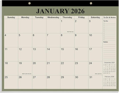 Desk Calendar 2026 - Calendar 2026-2027 from January 2026 to June 2027, 18 Months Calendar with Thick Paper for Office, Home, School Organizing, 14" X 11", Cyan