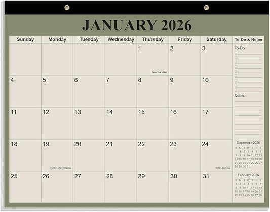 Desk Calendar 2026 - Calendar 2026-2027 from January 2026 to June 2027, 18 Months Calendar with Thick Paper for Office, Home, School Organizing, 14" X 11", Cyan