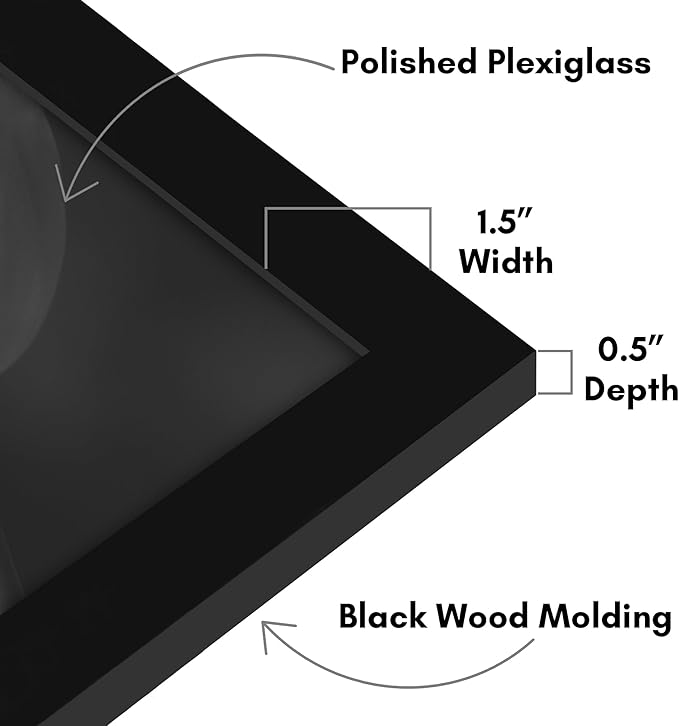 Americanflat 36x36 Picture Frame with Polished Plexiglass - Epic Collection - Square Picture Frame with Engineered Wood - Wide Photo Frames for Wall Display - Black