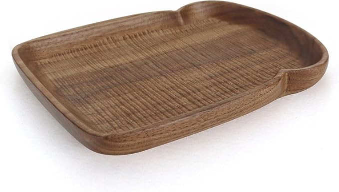 Hand-Carved Walnut Wood Tabletop Accent, Decorative Wooden Serving Piece with Natural Grain for Table Styling and Display