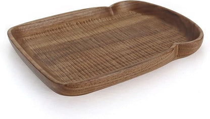 Hand-Carved Walnut Wood Tabletop Accent, Decorative Wooden Serving Piece with Natural Grain for Table Styling and Display