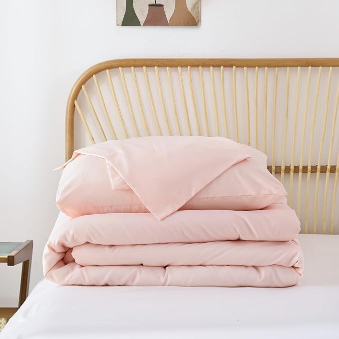 ROSGONIA Twin/Twin XL Comforter Set for College Girls Boys Blush, 1 Boho Pink Comforter & 1 Pillowcase, Lightweight Kids Comforter Sets Dorm Bedding