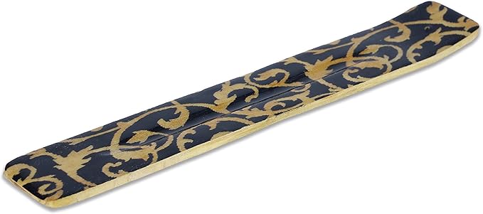 Yajna Traditional-Handmade-Burner Wooden-Incense-Stick-Strip-Holder Ash-Catcher-Stand for-Aromatherapy-Meditation-Yoga (Beautiful Mind) 10 Inches, Pack of 2