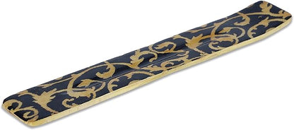 Yajna Traditional-Handmade-Burner Wooden-Incense-Stick-Strip-Holder Ash-Catcher-Stand for-Aromatherapy-Meditation-Yoga (Beautiful Mind) 10 Inches, Pack of 2