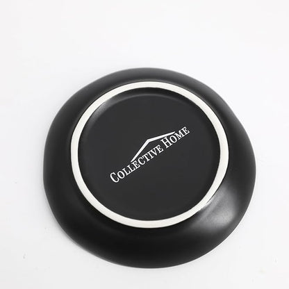 COLLECTIVE HOME - Ceramic Jewelry Tray, Decorative Trinket Dish for Rings Earrings Necklaces Bracelet Watch Keys, Birthday Mother's Day Christmas Gift for Women, 4.75", Black Surface (a)