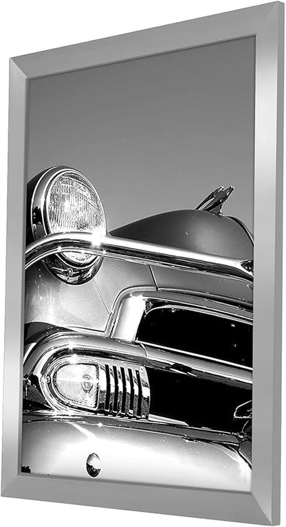 Americanflat 18x24 Poster Frame with Polished Plexiglass - Silver Picture Frame - Wide Photo Frames Made of Engineered Wood for Vertical or Horizontal Wall Display - Epic Collection - Silver