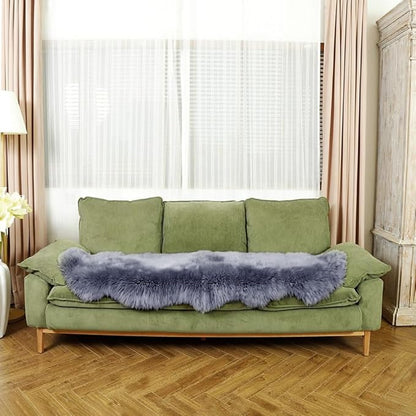LLB Genuine Sheepskin Area Rug Wool Rug Fur Carpet Fluffy Shaggy Fur Rug for Living Room Kids Bedroom Real Sheepskin Throw Lambskin Rugs Sofa Mat Chair Seat Covers (Carbon Gray, 2 x 6 ft Sheepskin)