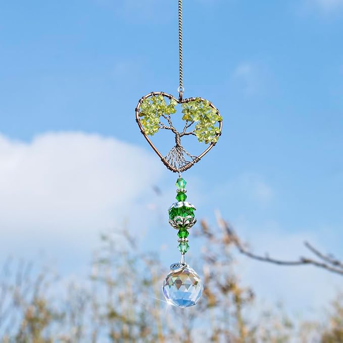 H&D HYALINE & DORA Tree of Life Car Rearview Mirror Hanging Ornament Pendant Accessories Fengshui Suncatcher (Green)