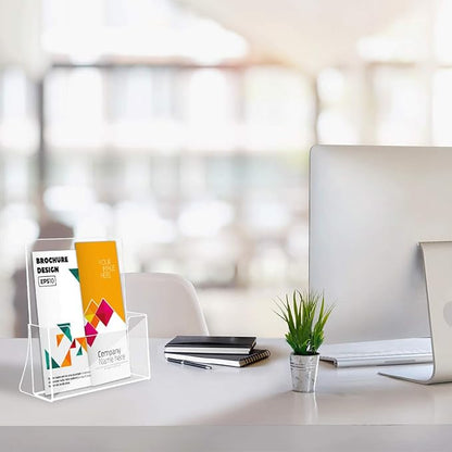 NIUBEE 6 Pack Acrylic Brochure Holder 8.5 x 11 inches, Clear Acrylic Literature Holder Plastic Flyer Display Stand, Acrylic Countertop Organizer for Magazine, Pamphlet, Booklets, Menu, Journals