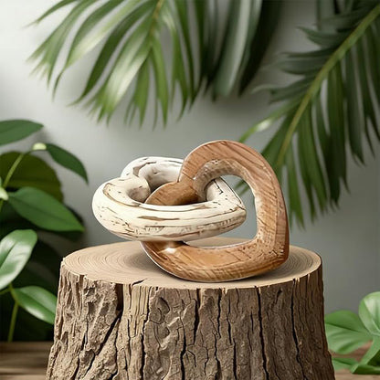 Wood Knot Decor Rustic Home Décor Accents Hand Carved Coffee Table Decoration, Boho Chain Link Decoration, Modern Shelf, Rustic Objects for Home Decor Living Room Bedroom Gift