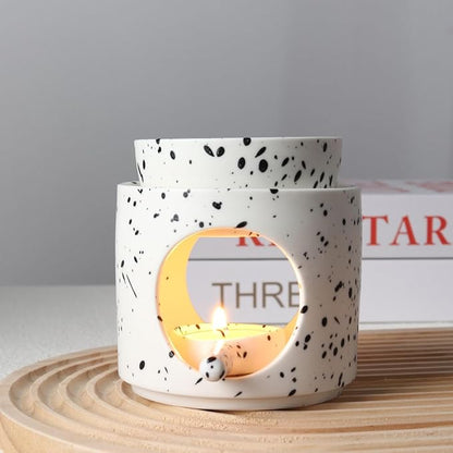 Ceramic Tealight Burner Oil Diffuser Duftlamp with Canlde Holder (Ink Splash)