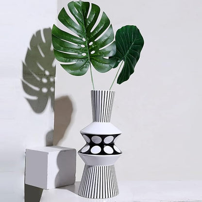 Magcolor Flower vase Large Black and White Striped Geometric Ceramic Vase -Modern Vase Decoration. Perfect Home Decoration Vase