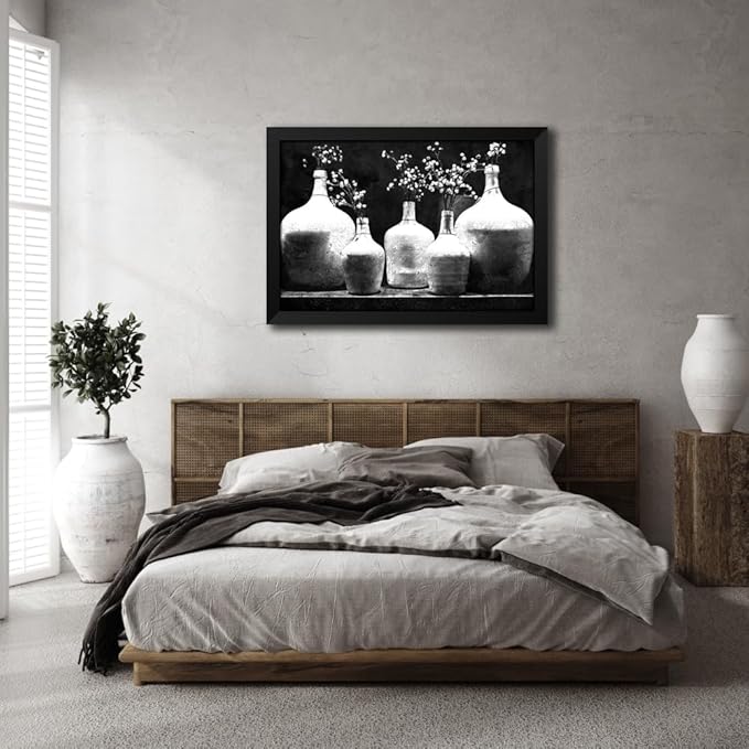 ArtDirect Monochrome Vases Custom Framed Art Print Giclee Print or Canvas Options with Various Sizes and Customization by Allen, Kimberly
