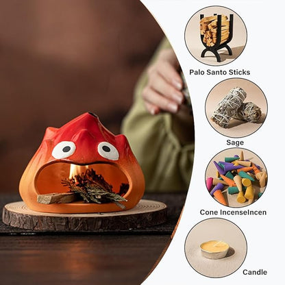 Handcrafted Mini Ceramic Incense Holder - Palo Santo Burner, Sage Sticks & Wood Incense, with Ash Catcher for Meditation, Yoga, Aromatherapy