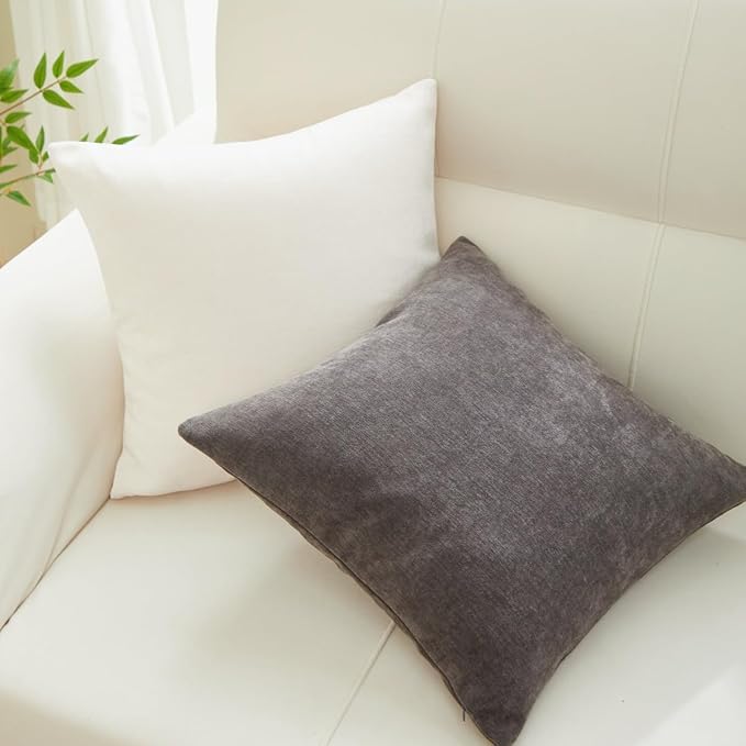 Sunday Praise Cream White Throw Pillow Covers 20x20 Inch Set of 2 Soft Cozy Chenille Decorative Square Pillow Cases Farmhouse Accent Solid Neutral Cushion Covers for Couch Sofa Chair Bed Home Décor