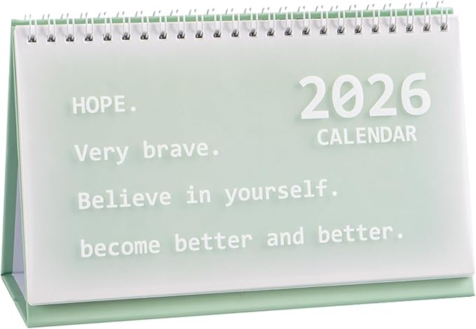 2026 Mini Desk Calendar Monthly Wirebound Calendar 8.3" x 5.2" - Green (Oct. 2025 to Dec. 2026)