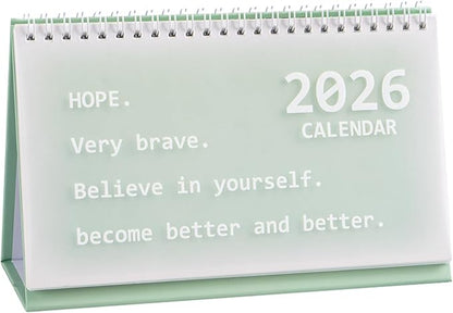2026 Mini Desk Calendar Monthly Wirebound Calendar 8.3" x 5.2" - Green (Oct. 2025 to Dec. 2026)