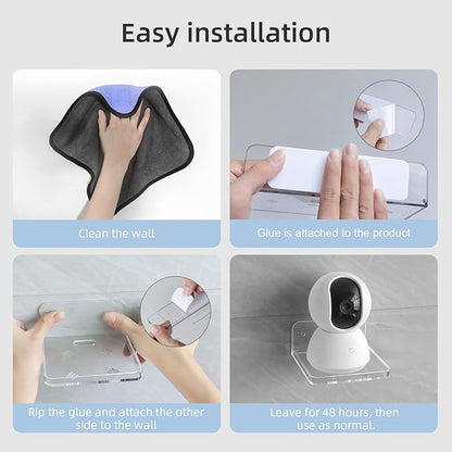 Acrylic Small Wall Mount Floating Camera Shelf 2 Pack Baby Monitor Holder, Echo Dot 5th Wall Mount Storage, Clear Mini Flexible Shelf for Bathroom, Bedroom, Kitchen