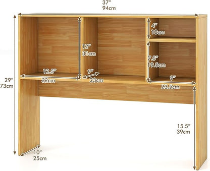 Desktop Bookshelf, 2-Tier Display Organizer Shelf Rack, Dorm Desk Hutch, Desk Shelf for Top of Desk, Multipurpose Wood Counter Top Bookcase for Office Home