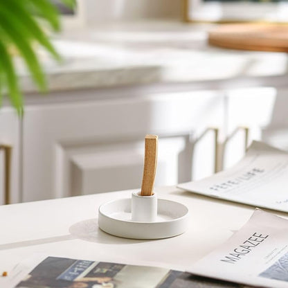 Palo Santo Holder, Ceramic Incense Holder for Palo Santo Sticks, Scent Wood Stand and Ash Catcher, Simple, Sturdy and Well Made Incense Burner, Cozy Speckled White