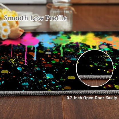 Colorful Paint Splash Rug 3x5 Small Area Rugs Abstract Grunge Graffiti Rugs Ultra Soft Washable Faux Wool Non Slip Carpet for Bedroom Living Room Study Kids Room Office Home Decor Mats