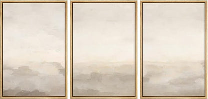 MUDECOR Framed Canvas Print Wall Art Abstract Minimalist Modern Art Neutral Home Decor for Bedroom - 16"x24"x3 Natural