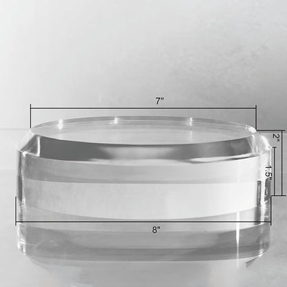 CiaoHER 2in Thickness Acrylic Disc Display Block Clear Polished Round Pedestal Stand Riser (8'' x 2'')