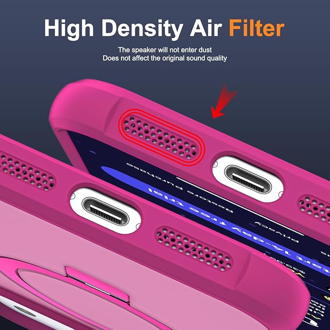 Compatible with iPhone 17 Pro Case with Invisible Magnetic O-Ring Stand Military-Grade Translucent Phone Case for iPhone 17 Pro 6.3" [Compatible with Mag-Safe][Great Grip Feeling], Rose