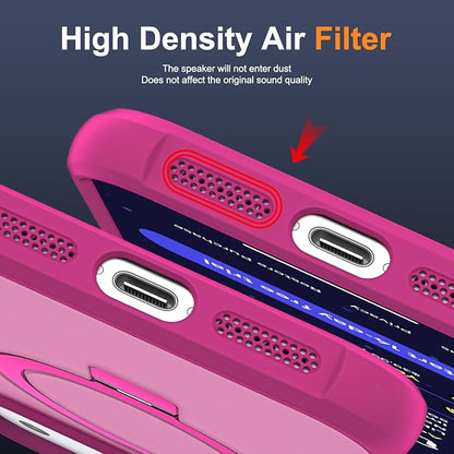 Compatible with iPhone 17 Pro Case with Invisible Magnetic O-Ring Stand Military-Grade Translucent Phone Case for iPhone 17 Pro 6.3" [Compatible with Mag-Safe][Great Grip Feeling], Rose