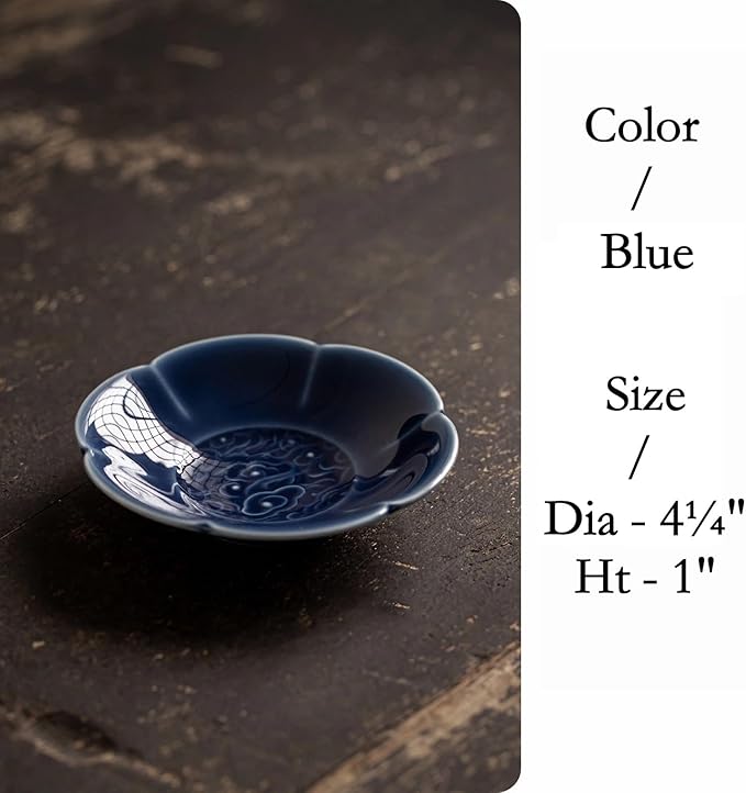 Cloud Ceramic Trinket Dish, 4.1 Inch Small Jewelry Tray with Auspicious Cloud Motifs (Symbolizing Good Fortune), Decorative Jewelry Holder for Vanity & Nightstand, Gift Packaging for Culture Lovers