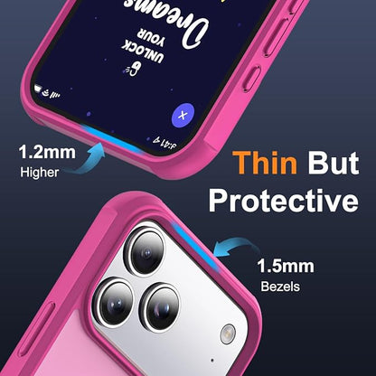 Compatible with iPhone 17 Pro Max Case with Invisible Magnetic O-Ring Stand Military-Grade Translucent Case for iPhone 17 ProMax 6.9" [Compatible with Mag-Safe][Great Grip Feeling], Rose