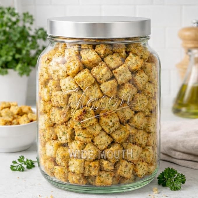 Kitchentoolz Half Gallon Glass Mason Jars with Extra Wide Mouth & Metal Lids - Airtight Food Storage & Canning Jars with Measurement Markings - 64 oz (4pk)